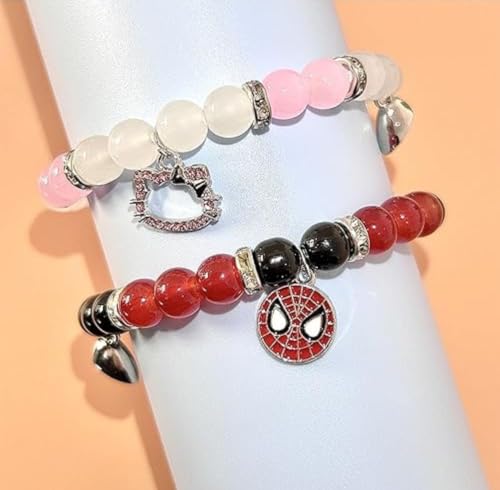 Image of Spiderman Kitty Magnetic Friendship Bracelets, Couple's Bracelets, Valentine's Day Gifts for BFF, BF, GF, Women, Men, Girls, Kids