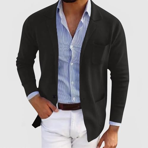 Men's Notch Lapel Blazer Trendy Casual Long Sleeve Single Button Coats Lightweight Slim Business Office Suit Jacket2