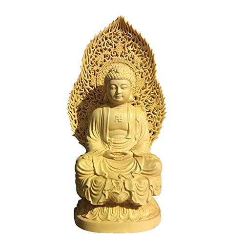 xiledu Meditating Amitabha Buddha Statue,Solid Wood Buddha Figurines Zen Decor,Small Buddha Statue Home Office Decor
