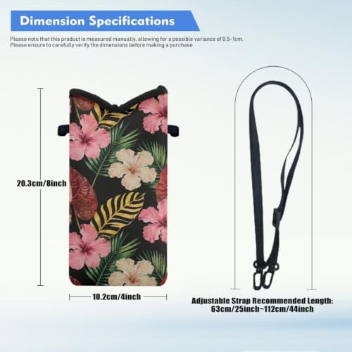 Image of Cellphone Purse Bag with Adjustable Strap Waterproof Shockproof Crossbody Mini Shoulder Handbags Portable Phone Sleeve Case for Women, 8 x 4 Inch, Tropical Hibiscus Flower Palm Leaf