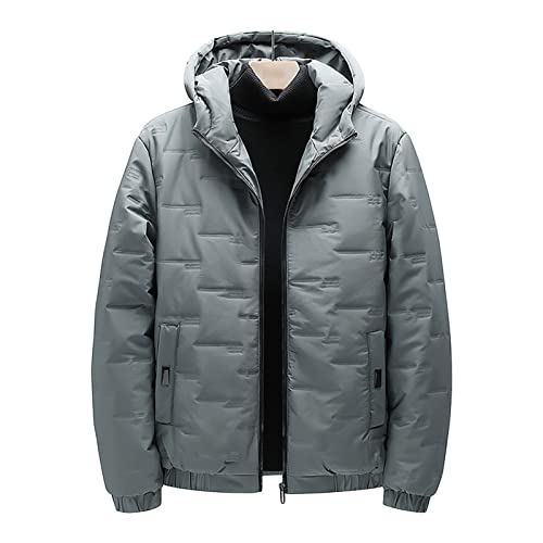 JEsilunmaMY Men's Winter Cropped Hood Puffer Jacket Lightweight Zip Up Warm Thicken Down Coat Fashion Windproof Padded Coat