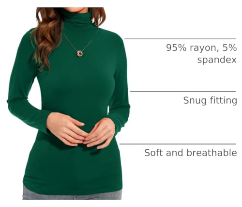 Image of Womens Long Sleeve Turtleneck T-Shirts Casual Lightweight Slim Fit Cozy Base Layer Top