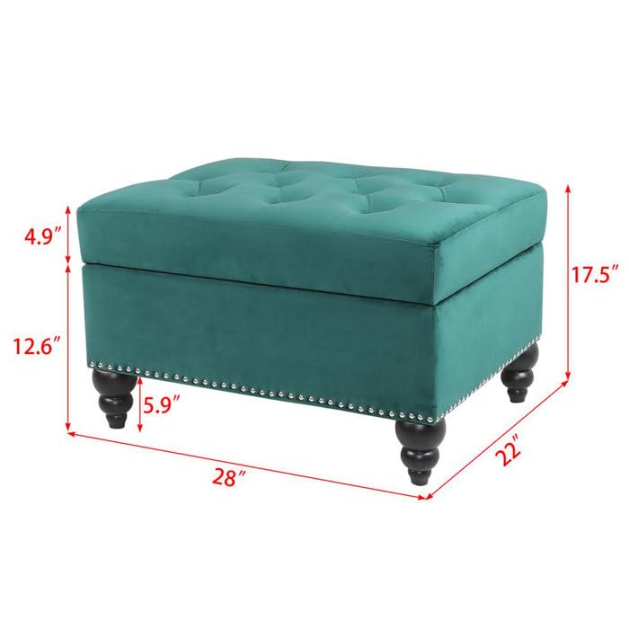 Image of Chesterfield Velvet 3 Seater Round Arm Sofa + Ottoman Modern Sofa for Your Loving Space, Bedroom, Living Room, Offices (Green)