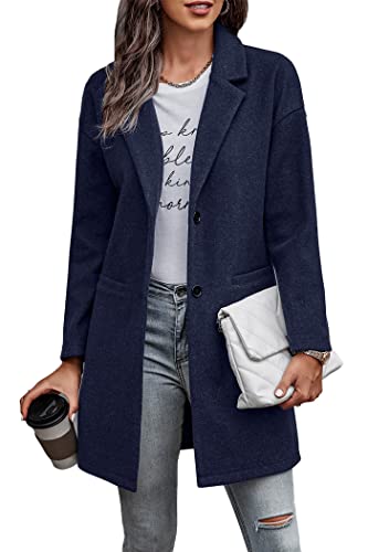 PRETTYGARDEN Women Plaid Shacket Jacket Trendy Fall Casual Button Wool Blend Tartan Trench Coat Winter Clothing with Pockets