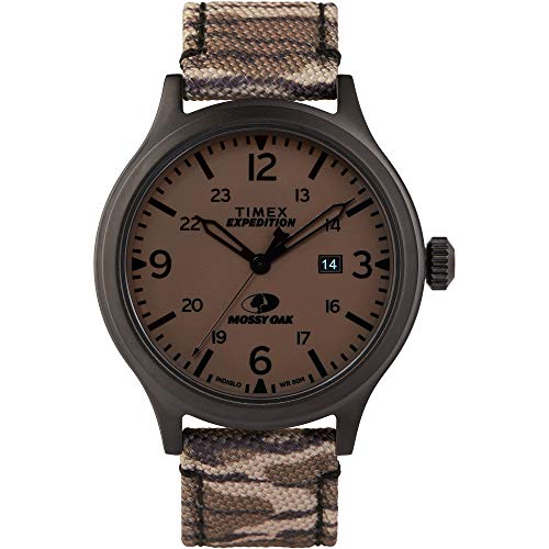 Timex Men's Expedition Scout 43mm Analog Quartz Leather Strap, Camouflage, 20 Casual Watch (Model: TW2U20900)