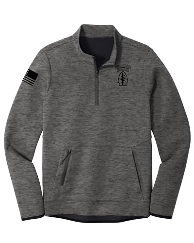 Unisex US Army Special Forces Quarter Zip Pullover, Gray Color - Lightweight Zip Up Sweatshirt