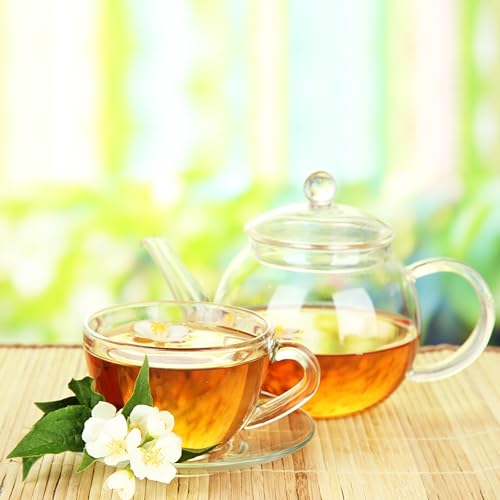 Image of Sancha Tea Boutique, Jasmine White Tea, 75g Loose Leaf, Imported Chinese Silver Needle White Tea Infused with Night-Blooming Jasmine Flowers, Premium Floral Herbal Blend