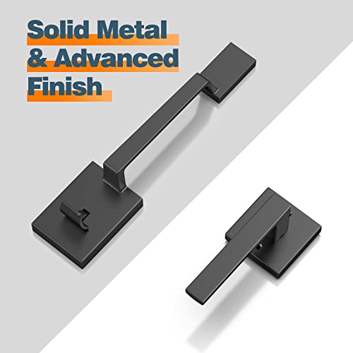 Yytdzsw Front Door Handle, Black Entry Door Handle Set With Reversible Door Lever And Adjustable Door Handle, Exterior Door Handle Lower Half Lever With Single Cylinder, Matte Black #TOP3