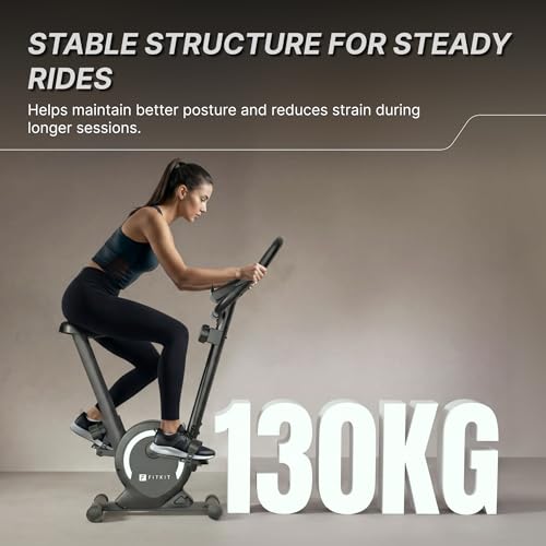 Image of Fitkit by Cult Magnetic Upright Exercise Bike 6 Kg Flywheel & 130 Kg Weight Support with Adjustable Cushioned Seat | 16-Level Magnetic Resistance | LCD Display & Tablet Holder | Suitable for Home Gym Workout