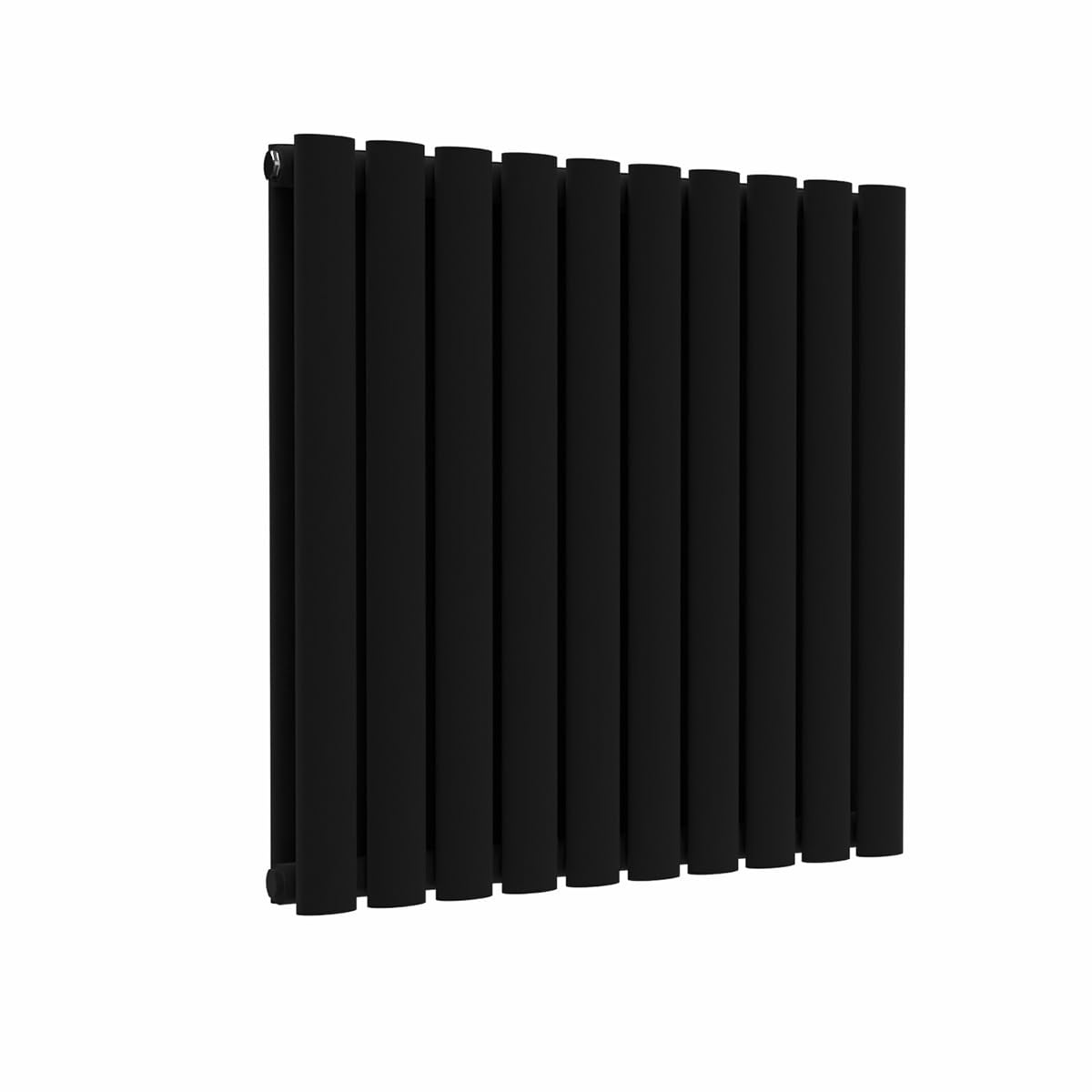 Lux Heat Black Oval Horizontal Double Panel Designer Radiator 600mm (H) x 540mm (W)