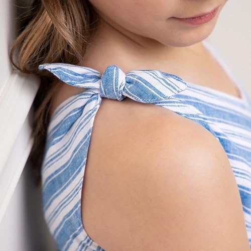 Hope & Henry Girls' Sleeveless Bow Shoulder Swing Dress3