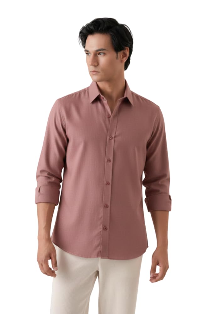 Image of CRYSTAL SKY Men Airy Linen Cotton Shirt Regular Fit Full Sleeves Solid Formal Shirt Stylish Daily Casual Office Wear