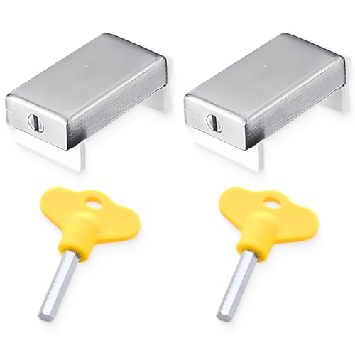 NJCXOLA 2PCS Cerradura de Seguridad para Puerta y Ventana Corredera | Bloqueo Antirrobo, Ideal para Protección Infantil y Seguridad en Hogares