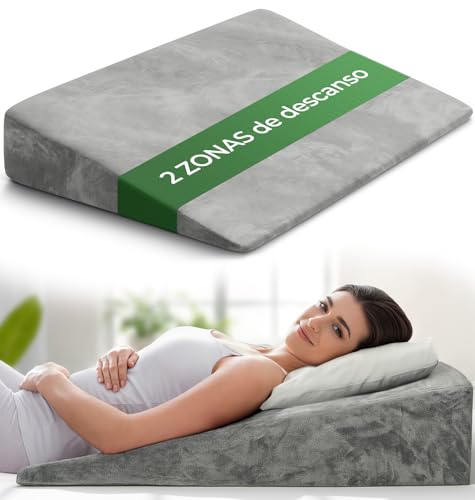 Well B4 Cojín cuña ergonómico para Cama y sofá, Almohada cuña [con 2 Zonas de reclinación], cojin Espalda, cómoda Almohada antirreflujo y cojín de Lectura para elevación del sueño o como Respaldo