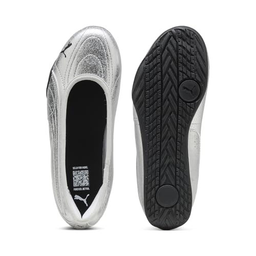 PUMA PUMA Women's Catch Soleil Ballerina Shoes, Silver- Black SS26, 6 Puma Catch Soleil Ballerina Metallic WHI