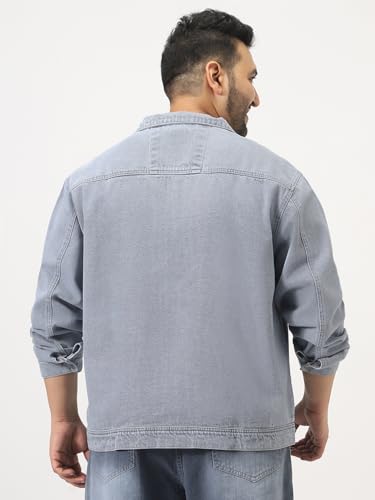 Image of Urbano Plus Men's Relaxed Fit Full Sleeve Utility Denim Jacket