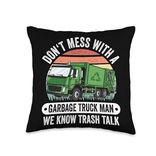 Retro Garbage Truck Funny Trash Collector Picker Vintage Throw Pillow