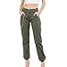 Damen Cargohose high Waist mit Kette Cargo Elegant Hip Hop Streetwear Hosen Kordelzughosen Lose Hosen Haremshosen Kette Freizeithosen Hip Hop Jogger Street Hose