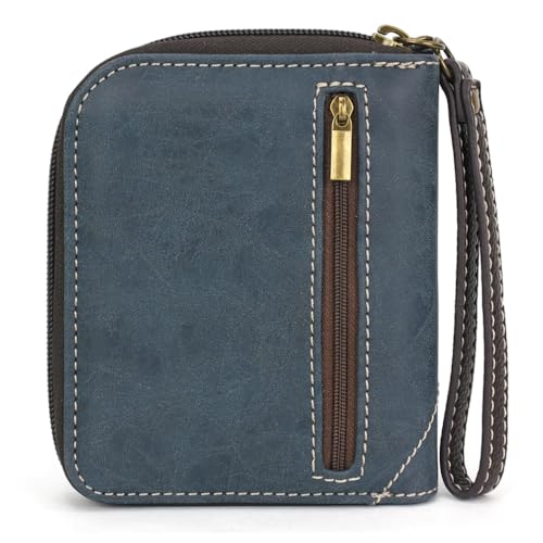 Image of CHALA Zip Around Wallet, Wristlet, 8 Credit Card Slots, Sturdy Pu Leather - Big Foot - blue