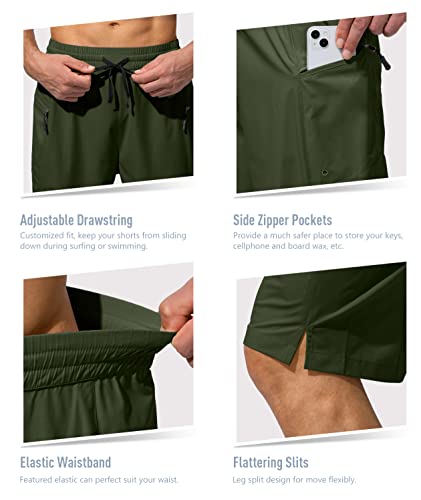 Image of Men's Swim Trunks Quick Dry Board Shorts with Zipper Pockets Beach Shorts Bathing Suits for Men - No Mesh Liner