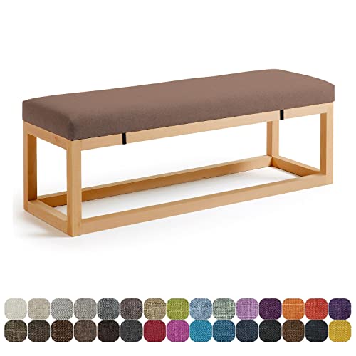 Coussin de banc d'intérieur 75 x 30 x 7,9 cm avec sangles élastiques - Coussin pour baie vitrée, jardin, canapé, chaise à bascule, marron rougeâtre