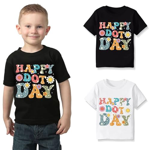 Kids Girls Boys Happy Dot Day Flowers Print T Shirt Cotton Soft Tops Casual 2025 Letter Short Toddler Shirt Clothes3