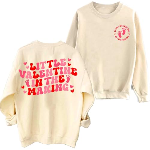 Image of TONGCHEN Little Valentine in The Making Sweatshirt Pregnancy Announcement Sweatshirts Top Valentine