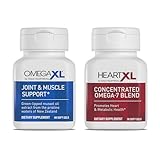 OmegaXL Joint Support Supplement - Natural Muscle Support, Green Lipped Mussel Oil, Soft Gel Pills, Drug-Free, 60 Count + HeartXL 30 Count, High Potency Omega-7 Blend