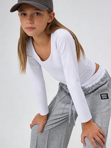 Tween Girl Clothes 2 Piece Ribbed Ruched Top and Wide Leg Pants Set Size 7-14 Years - Image 5