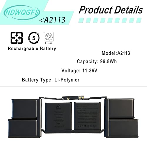 Image of A2113 A2141 Laptop Battery Replacement for MacBook Pro 16 inch A2141 Retina Series (Year 2019 2020) EMC 3347 MVVJ2xx /A MVVK2xx /A MVVL2xx /A MVVM2xx /A