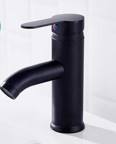 Black Hot & Cold Water Faucet Basin Bathroom Cabinet Single Faucet, Gold High (with Inlet Pipe)