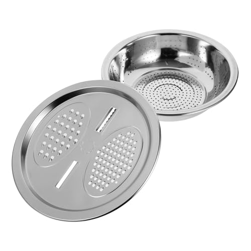 HOUDERCO 多機能ステンレス製グレーターバスケット 大容量野菜おろし器 水切りボウル 米洗い対応 キッチン調理便利ツール