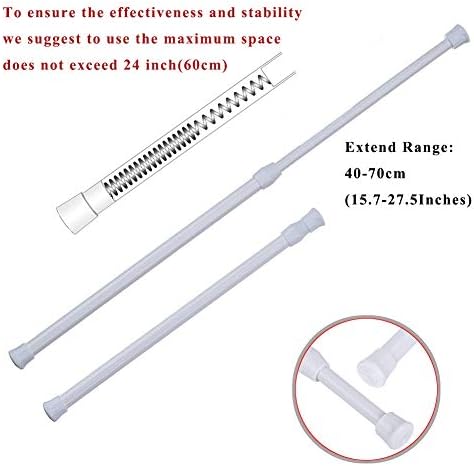 SUNSHINETEK Curtain Rod 4 Pack Adjustable Spring Tension Rods 15.7-27.5 Inches / 40-70 cm Small Tension Rod (White)