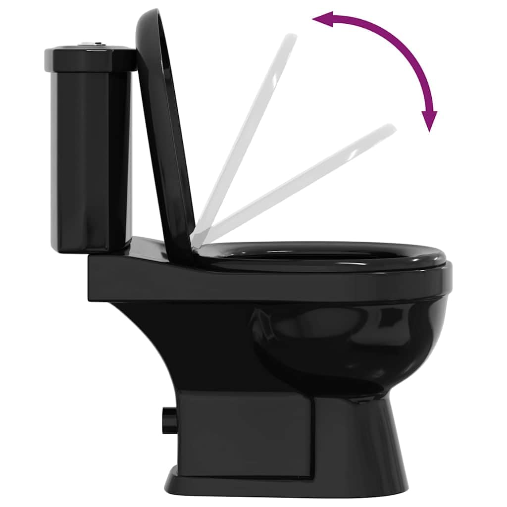 vidaXL Inodoro de Suelo con Cisterna 1 Pieza Cerámico Negro Váter WC Retrete