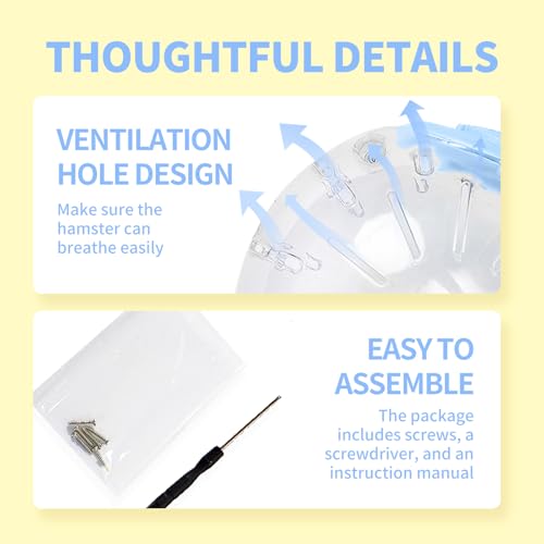 7.9 inch Hamster Ball, Hamster Exercise Toys, Running Ball, Clear Plastic Balls, Large Space, Easy to Clean, Hamster Cage Accessories, for Small and Medium Hamsters, Syrian Dwarf Hamster, Blue