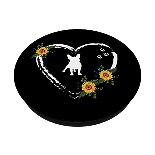 Bulldog francese con impronte di zampe e cuore di