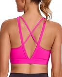RUNNING GIRL High Impact Sports Bras for Women, High Support Pink Sports Bra Moulded Cup Strappy Sports Bras(3060 Hot Pink M)