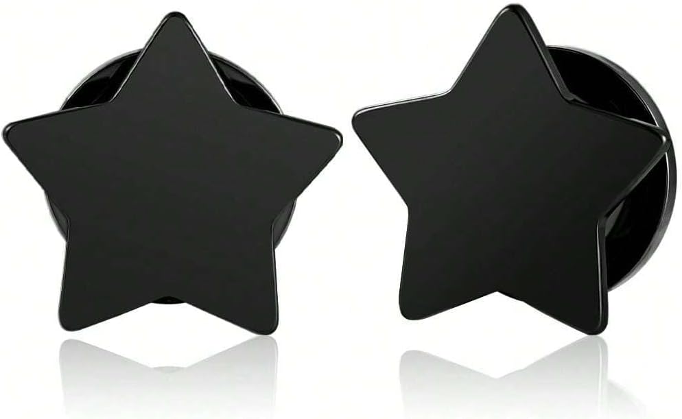 Simple Star Ear Gauges Tunnels Hypoallergenic Stainless Steel 0g 2g Plugs Piercing Expander Stretchers Body Piercing Jewelry