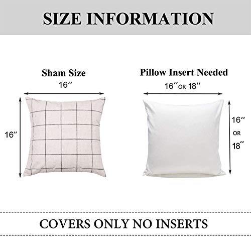 Basic Model Set Of 2 Plaid Throw Pillow Covers Modern Farmhouse Decorative Square Linen Pillow Case For Sofa Couch Bed 16 X 16 Inch Beige And Black #TOP6