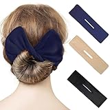 Deft 3 Pieces Twist Hair Curler for Fashionable Hairstyles - Flexible Bow Maker, Cute French Twist Tool for Women & Girls (Black, Navy, Khaki)