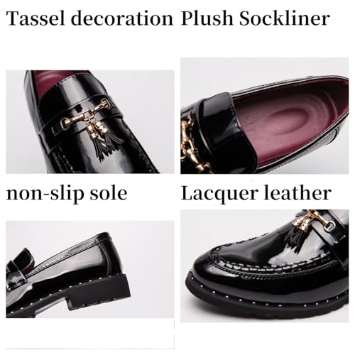 Men's Patent Leather Tassel Slip-On Loafers Shine Golden Wingtip Low Top Prom Shoes Luxury Penny Shoes for Party Perform Socialize2