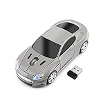 ECOiNVA for Aston Martin Wirelss Sports Car Shape Mouse Mice Computer Laptop Optical Mouse 2.4GHz USB Receiver AAA Battery Powered LED Light (Gray)