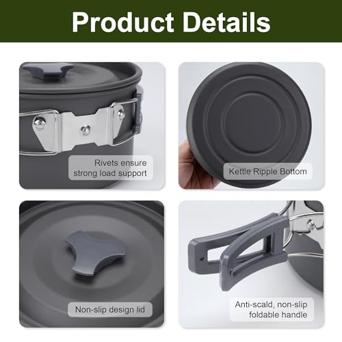 Alocs Camping Cookware, Portable Camping Essentials with Accessories, Camping Gear Camping Cooking Set for Outdoor Cooking, Backpacking, Hiking and Picnic. - Thumbnail 5