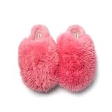 JOMIX Zimowe futrzane kapcie damskie ciepłe kapcie domowe zimowe dziewczęce buty termiczne wsuwane eleganckie, Fuksja, 36/37 EU