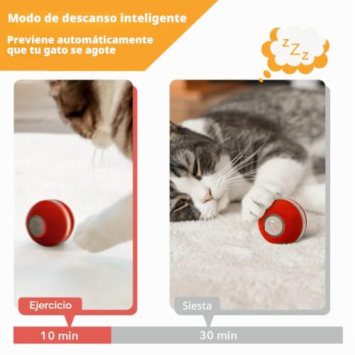 Pelota que rueda sola inteligente e interactiva para gatos Cheerble 7