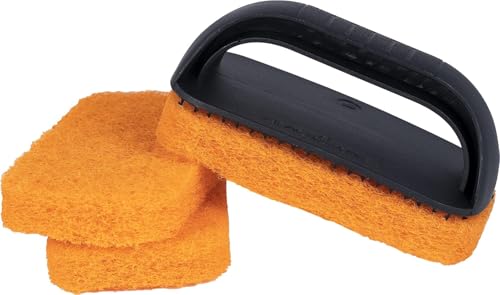 Image of Blackstone 5463 Cleaning Kit, 8 Pieces, Black /Orange /Silver | BBQ Grill Flat Top Indoor /Outdoor Accessories, 1 Stainless Steel Griddle Scraper, 3 Scouring Pads, 2 Pumice Stone with Handle