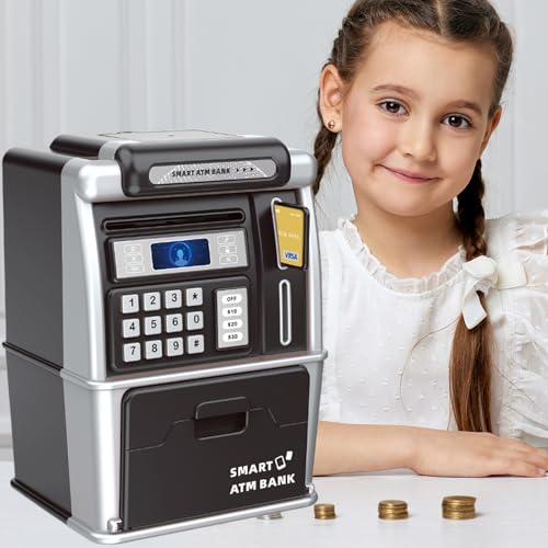 Hucha electrónica infantil para evitar pérdidas de monedas enseñando a guardar dinero con clave 4