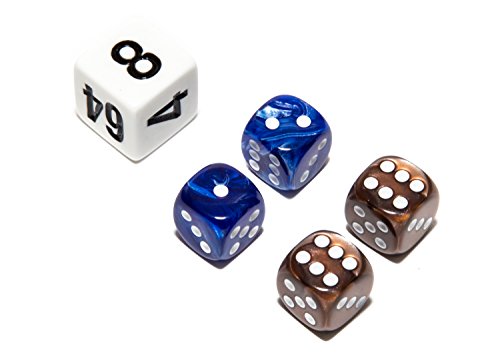 Bello Games Deluxe Marbleized Dice Sets-Brown/Blue 1/2