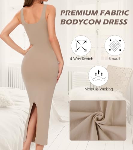 Image of Slip Dress for Women Full Slip for Under Dresses Shapewear Tummy Control Long Slip with Back Slit