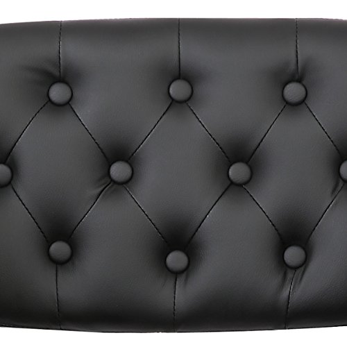 Ac Pacific Diamond Tufted Contemporary Hydraulic Adjustable Swivel Bar Stool With Armrest And Cushion, 25"-33", Black #TOP7